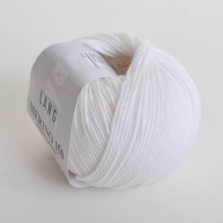Пряжа для вязания и рукоделия Merino 150 (Lang Yarns) цвет 0001, 150 м